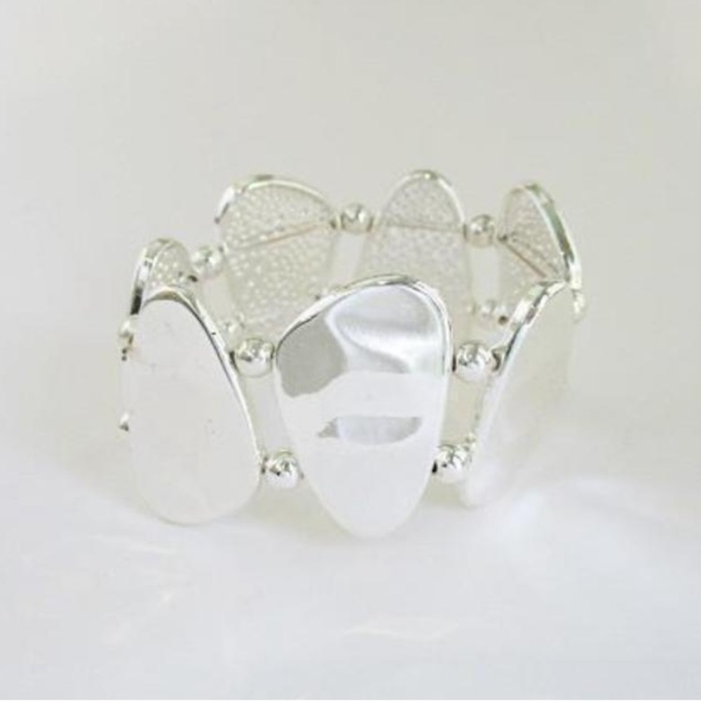 Modern Silver-Tone Abstract Statement Bracelet - image 2